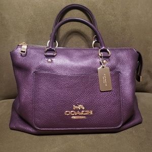 EMMA SATCHEL (COACH F38058) METALLIC RASPBERRY